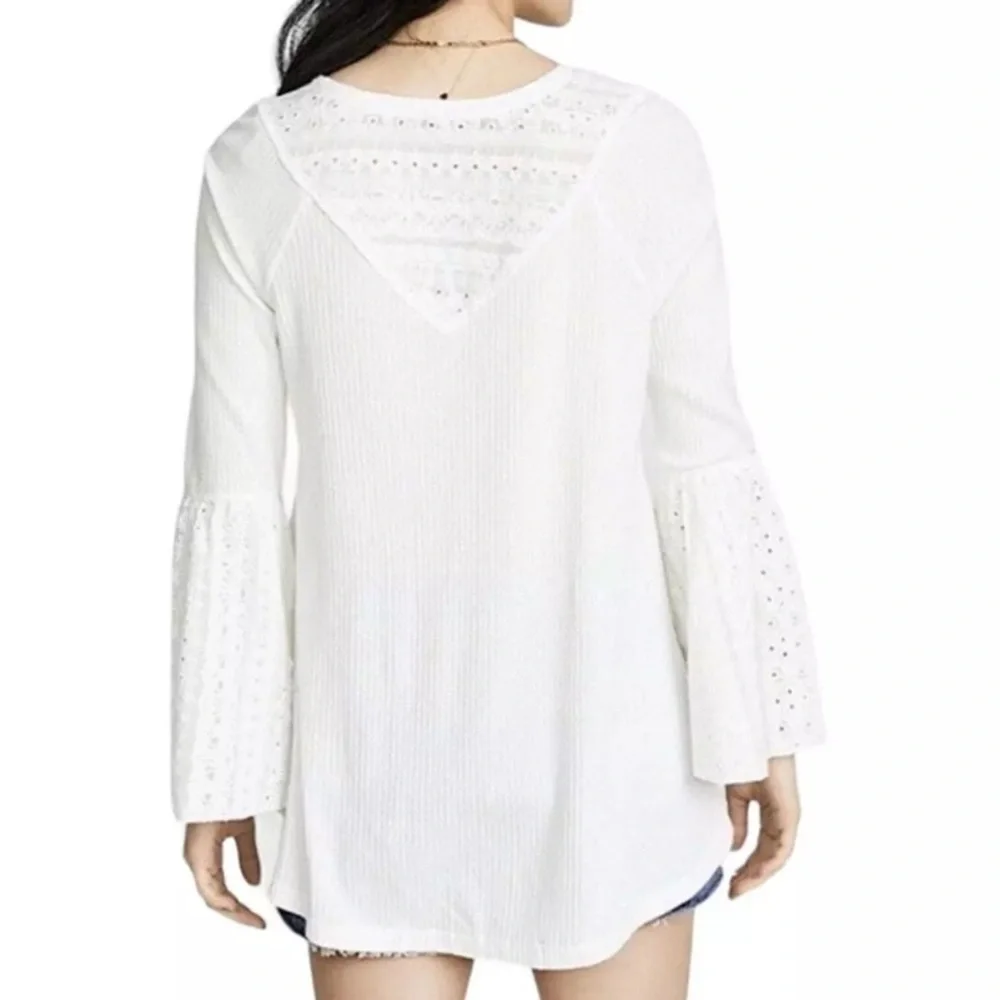 Free People Parisian Nights White Eyelet  Top